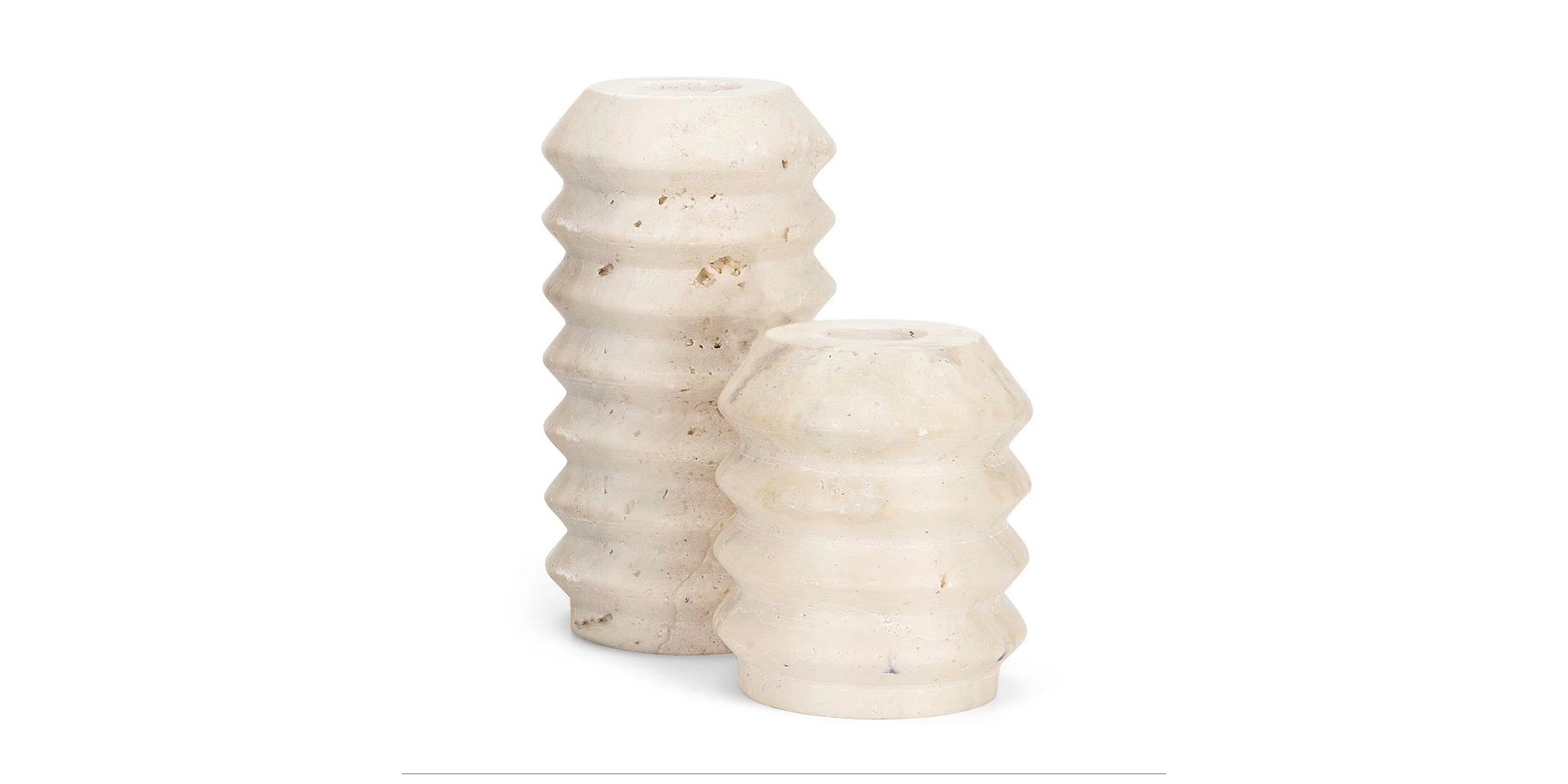 Natural Beige Artstone Marble Candle Holder Set