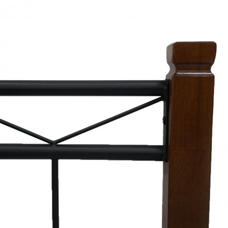 Gaspian Bed 160x200 cm Black Metal Rubberwood