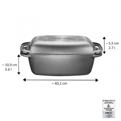 Stoneline WX 7947 40cm Roaster + Metal Lid "O"